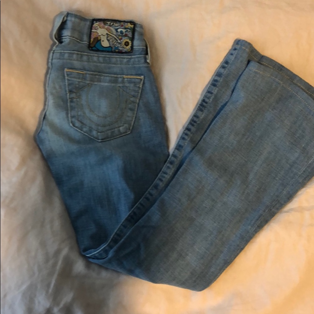 Light wash true religion flare jeans